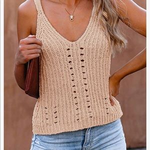 V Neck Tank Tops Sweater Knit